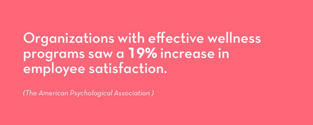 graphic showing a 19% increase in employee satisfaction through workplace wellbeing