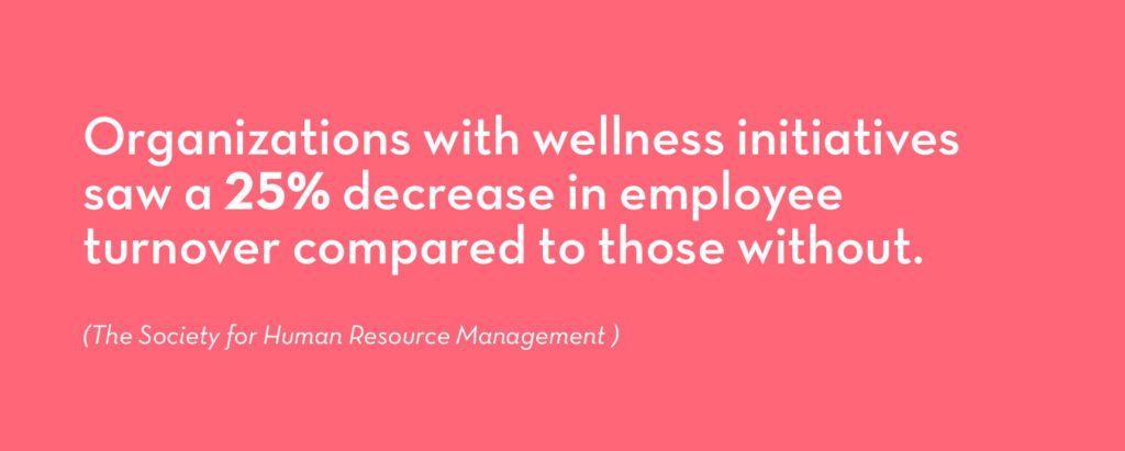 graphic showing that organisations with workplace wellbeing initiatives saw a 25% decrease in turnover